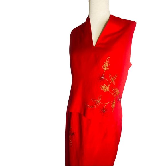 Linen Maxi Skirt & Top Set Embroidered Lined Womens sz 10 Donna Morgan Vintage - Picture 4 of 11